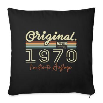 Original 1970 ' s Vintage 1970 ' s Anniversaire Rétro 1970 's - Housse de coussin décorative 45 x 45 cm - noir - Devant