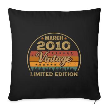 Millésime mars 2010 anniversaire mars 2010 rétro 2010 - Housse de coussin décorative 45 x 45 cm - noir - Devant