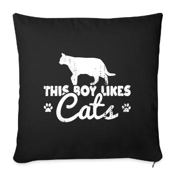 Dieser Junge mag Katzen - Sofakissenbezug 45 x 45 cm - Schwarz - Vorne
