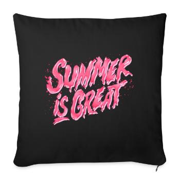Summer is Great (lettres, rose) - Housse de coussin décorative 45 x 45 cm - noir - Devant