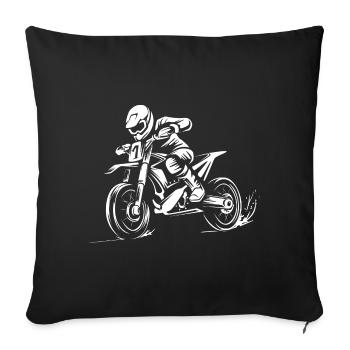 dessin animé de course de motocross - motards et fans de moto - Housse de coussin décorative 45 x 45 cm - noir - Devant