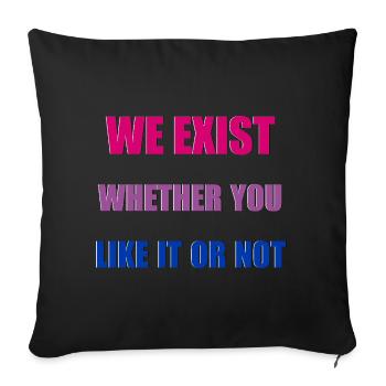 We Exist - Drapeau bisexuel - Housse de coussin décorative 45 x 45 cm - noir - Devant