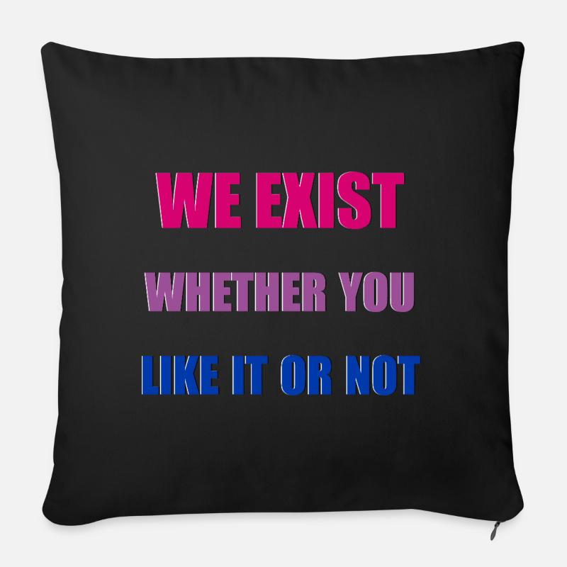 We Exist - Bisexuelle Flagge - Sofakissenbezug 45 x 45 cm - Schwarz