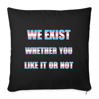 We Exist - Drapeau transgenre - Housse de coussin décorative 45 x 45 cm - noir - Devant