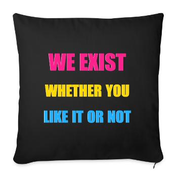 Nous existons - Drapeau pansexuel - Housse de coussin décorative 45 x 45 cm - noir - Devant