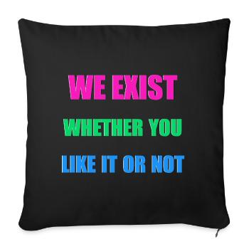 We Exist - Drapeau polysexuel - Housse de coussin décorative 45 x 45 cm - noir - Devant