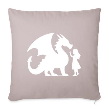 Mythical Dragon and Girl Silhouette Design - Sofa pillowcase 17,3'' x 17,3'' (45 x 45 cm) - light taupe - Front