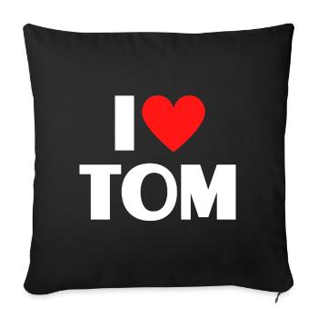 J'aime Tom Red Heart, fan du nom romantique - Housse de coussin décorative 45 x 45 cm - noir - Devant