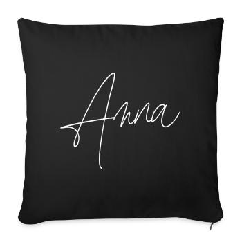 Anna / Écriture manuscrite Design personnalisé (Blanc) - Housse de coussin décorative 45 x 45 cm - noir - Devant
