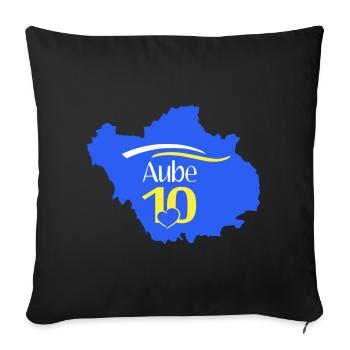 Aube 10 Carte Regionale Coeur - Sofakissenbezug 45 x 45 cm - Schwarz - Vorne