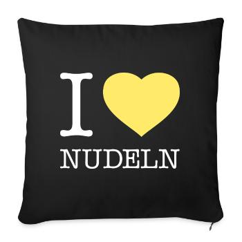 I love Nudeln - Sofakissenbezug 45 x 45 cm - Schwarz - Vorne