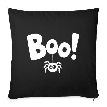BOO! Lustiges Spinnen-Statement Spruch - Sofakissenbezug 45 x 45 cm - Schwarz - Vorne
