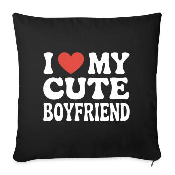 I love my cute boyfriend Liebe meinen Freund - Sofa pillowcase 17,3'' x 17,3'' (45 x 45 cm) - black - Front