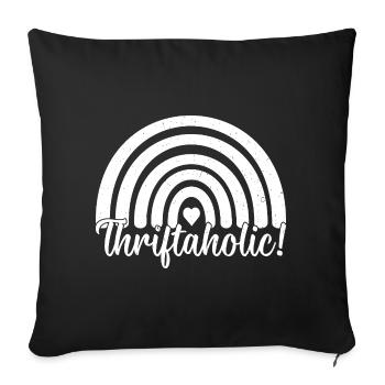 Thrift Shop Thriftaholic Love Thrifting - Sofa pillowcase 17,3'' x 17,3'' (45 x 45 cm) - black - Front