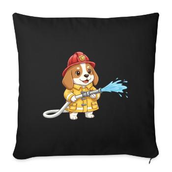 Beagle Firefighter Dog Volunteer Firefighter Boys - Sofa pillowcase 17,3'' x 17,3'' (45 x 45 cm) - black - Front