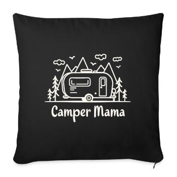 Campeur Maman Aventure Campeur Montagnes - Housse de coussin décorative 45 x 45 cm - noir - Devant