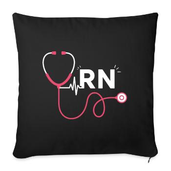 RN Heart Stethoscope Trend Motif - Sofa pillowcase 17,3'' x 17,3'' (45 x 45 cm) - black - Front
