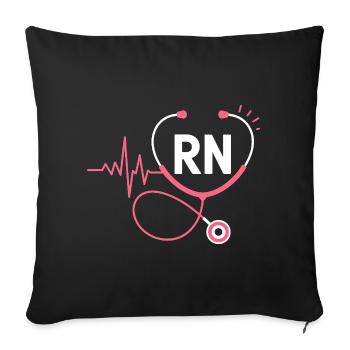 Stéthoscope à battement cardiaque RN - Housse de coussin décorative 45 x 45 cm - noir - Devant