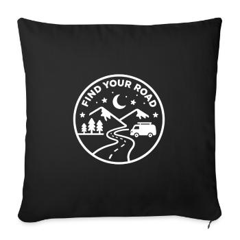 Trouvez votre vie de camping d’aventure sur route - Housse de coussin décorative 45 x 45 cm - noir - Devant