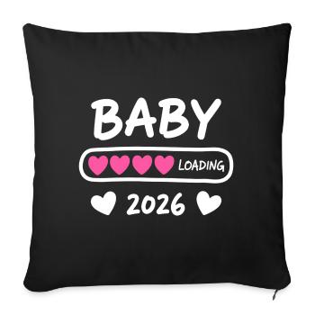 Baby Loading 2026 Parents enceintes - Housse de coussin décorative 45 x 45 cm - noir - Devant