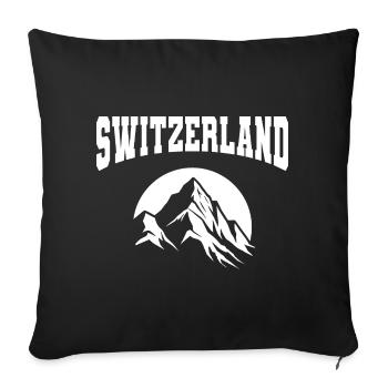 Switzerland Mountain Peak | White Monochrome - Sofa pillowcase 17,3'' x 17,3'' (45 x 45 cm) - black - Front