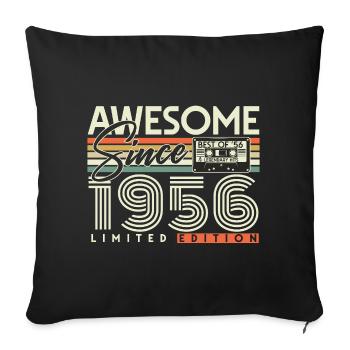 70e anniversaire 1956 Vintage Born Retro - Housse de coussin décorative 45 x 45 cm - noir - Devant