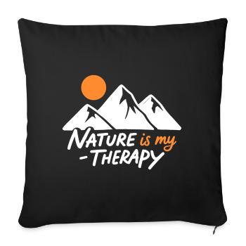 Nature is my Therapy Mountains for Hikers - Sofa pillowcase 17,3'' x 17,3'' (45 x 45 cm) - black - Front