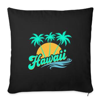 Ambiances d’été hawaïenne avec palmiers et mer - Housse de coussin décorative 45 x 45 cm - noir - Devant