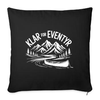 Prêts pour l'aventure : Montagnes et kayak - Housse de coussin décorative 45 x 45 cm - noir - Devant