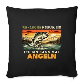 Pêche Cadeau Homme Pêcheur Papa Mode Salmon - Housse de coussin décorative 45 x 45 cm - noir - Devant
