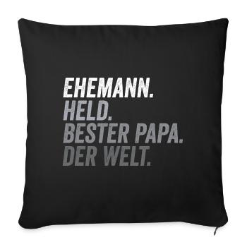 Mari Meilleur Papa Fête des Pères Drôle - Housse de coussin décorative 45 x 45 cm - noir - Devant