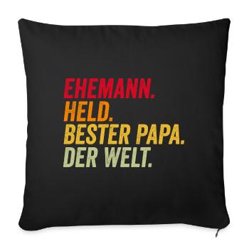 Mari Meilleur Papa Fête des Pères Drôle - Housse de coussin décorative 45 x 45 cm - noir - Devant