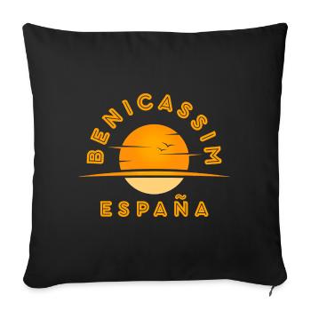 Benicassim España Sunset Logo - Housse de coussin décorative 45 x 45 cm - noir - Devant