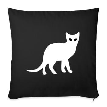 Silhouette de chat Cadeau Cadeau Amoureux des Chats - Housse de coussin décorative 45 x 45 cm - noir - Devant