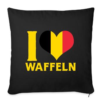 J’adore les gaufres Drapeau de la Belgique Décor alimentaire - Housse de coussin décorative 45 x 45 cm - noir - Devant