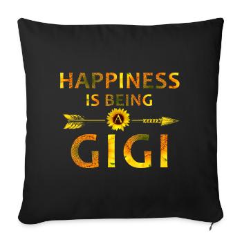 Happiness Is Being a Gigi Sunflower - Sofa pillowcase 17,3'' x 17,3'' (45 x 45 cm) - black - Front
