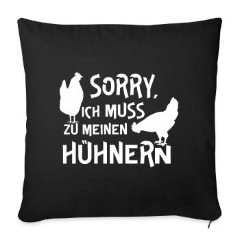 Fans de poulet - - Coq - Poulet fou - Housse de coussin décorative 45 x 45 cm - noir - Devant
