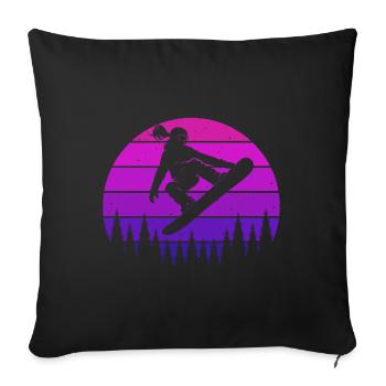 Retro Snowboarder Slopestyle Winter Sports Forest - Sofa pillowcase 17,3'' x 17,3'' (45 x 45 cm) - black - Front