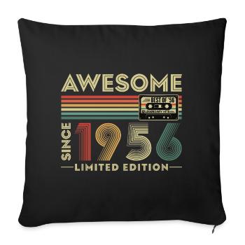 Cadeau de 70e anniversaire 1956 Vintage Retro - Housse de coussin décorative 45 x 45 cm - noir - Devant