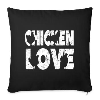 Fans de poulet - Coq - Coq - Poulet fleur - Bio - Housse de coussin décorative 45 x 45 cm - noir - Devant