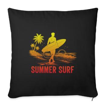 Enjoy the Summer Summer Surf In Blue Paradise - Sofa pillowcase 17,3'' x 17,3'' (45 x 45 cm) - black - Front