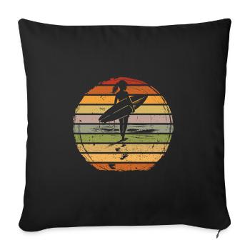 Surfer Girl Retro Vintage Sunset - Sofa pillowcase 17,3'' x 17,3'' (45 x 45 cm) - black - Front