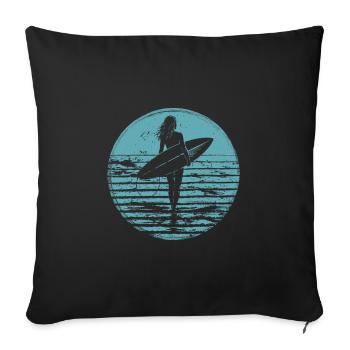 Surfer Retro Vintage Sunset Beach - Sofa pillowcase 17,3'' x 17,3'' (45 x 45 cm) - black - Front