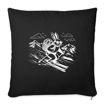 Ski Bunny Lapins de Pâques Sports d’hiver amusants - Housse de coussin décorative 45 x 45 cm - noir - Devant
