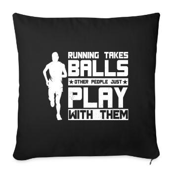 Coureur de marathon prend des ballons en courant - Housse de coussin décorative 45 x 45 cm - noir - Devant