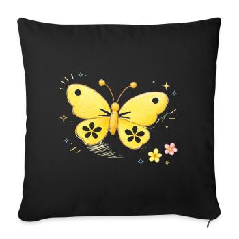 Butterfly yellow spring - Sofa pillowcase 17,3'' x 17,3'' (45 x 45 cm) - black - Front