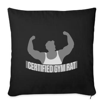 Diction drôle d’entraînement de fitness certifiée Gym Rat - Housse de coussin décorative 45 x 45 cm - noir - Devant