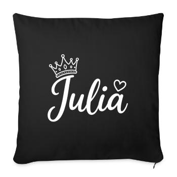 Juliet Name Crown Heart Calligraphy Personalized - Sofa pillowcase 17,3'' x 17,3'' (45 x 45 cm) - black - Front