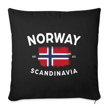 Norvège Scandinavie Drapeau de la Norvège au style universitaire - Housse de coussin décorative 45 x 45 cm - noir - Devant