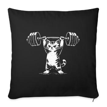Gewichtheben Katze | Lustig Gym Krafttraining  - Sofakissenbezug 45 x 45 cm - Schwarz - Vorne